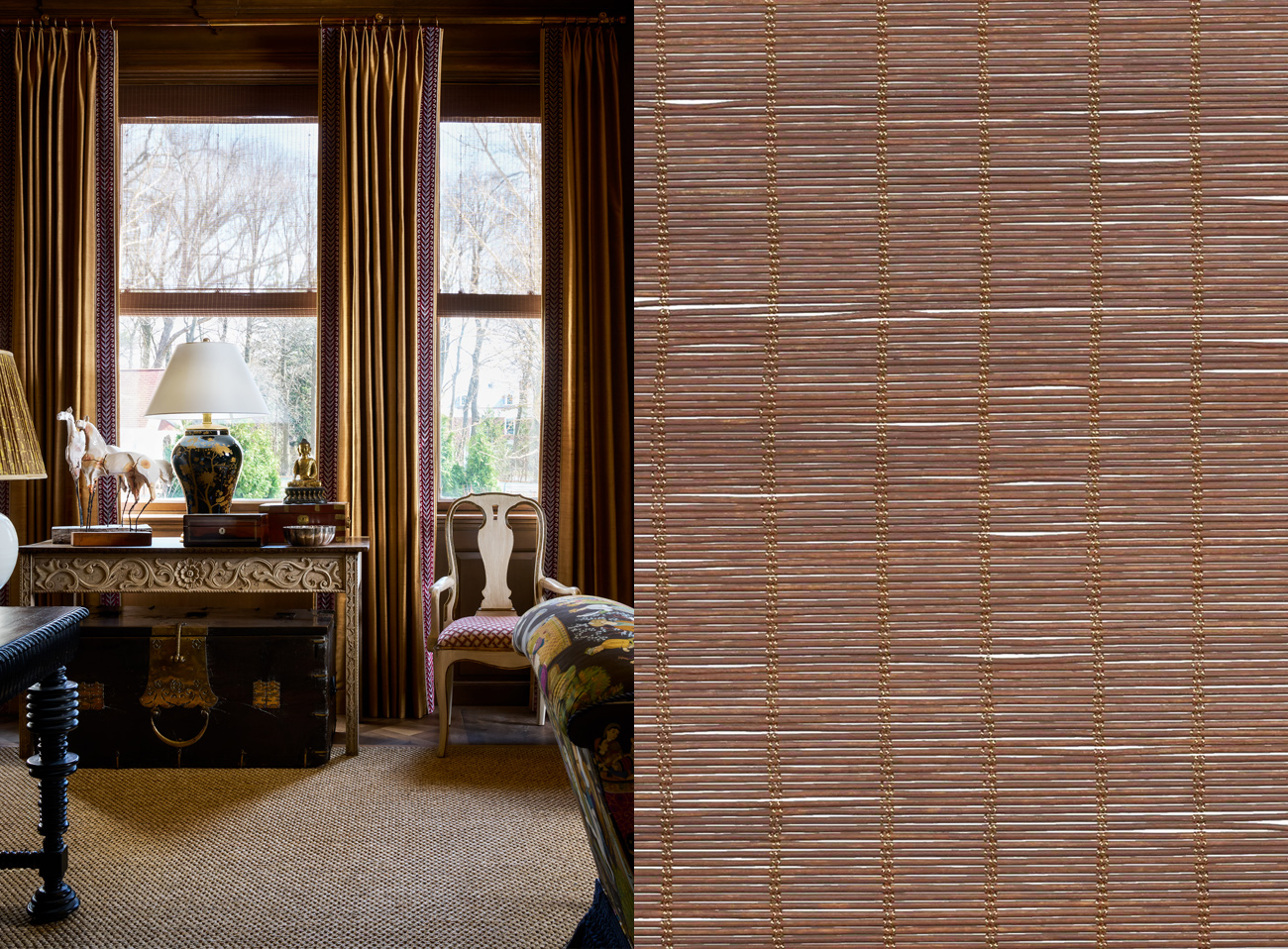 Office designed by Birkman Interiors with Roman Shades in CWMS82 Junsei - Tochi
