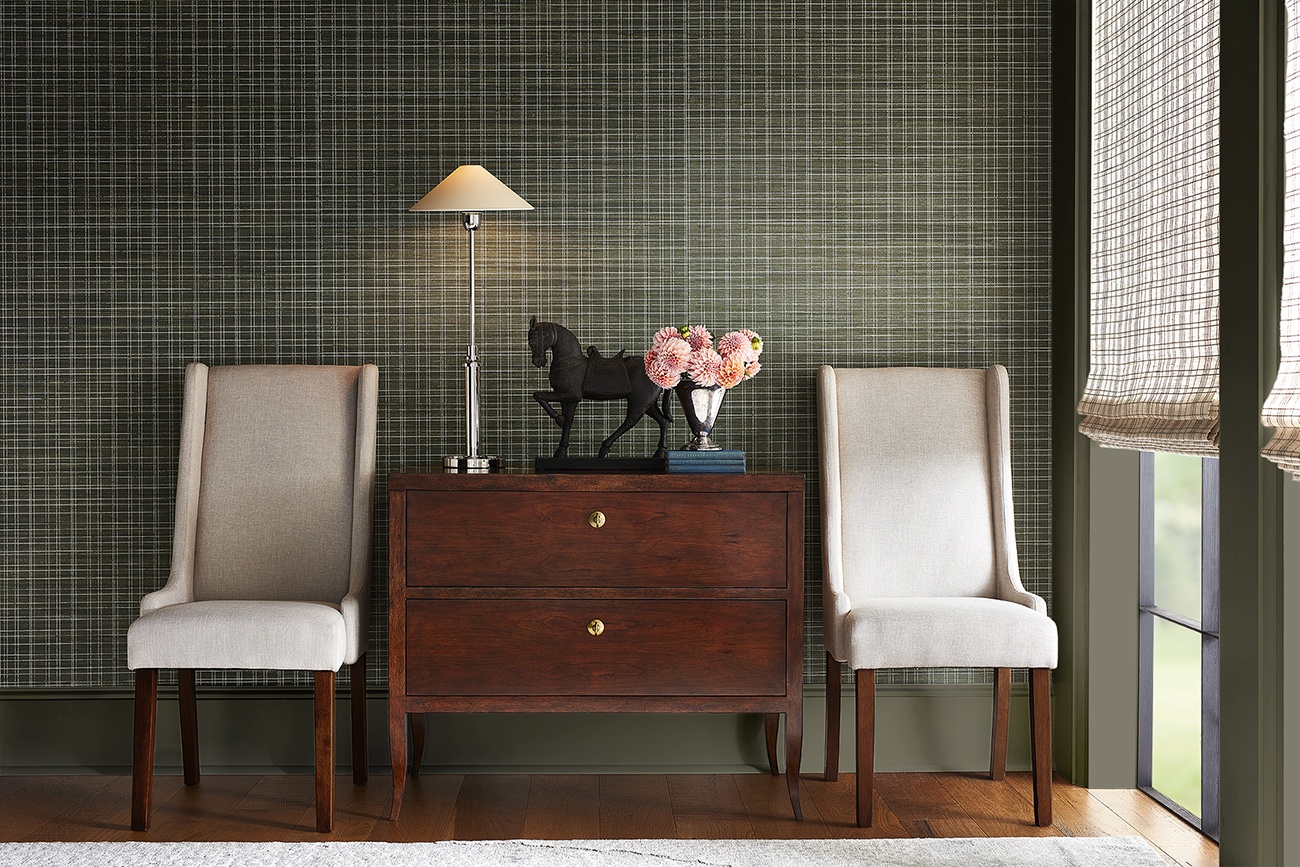 WLJP25-78 Linen on Moss Wallcovering & LEJP22-12 Linen on Moss Windowcovering